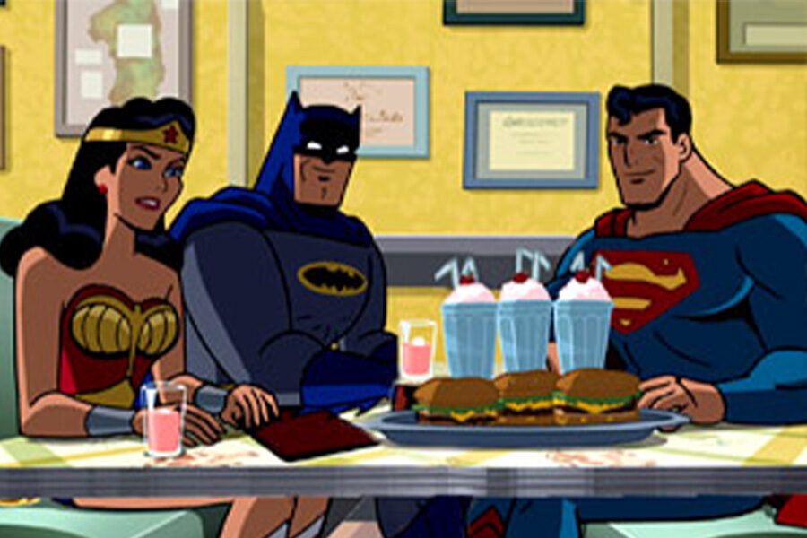superheroes comiendo